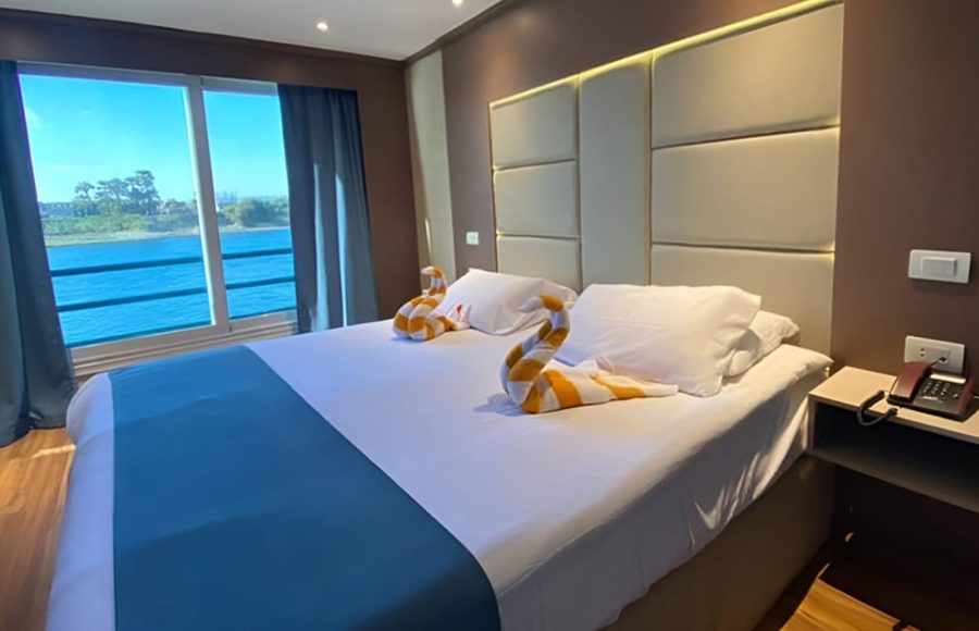 Double cabin with large window on the MS Zeina Nile Cruise ship