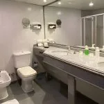 Bathroom in a cruise ship cabin.